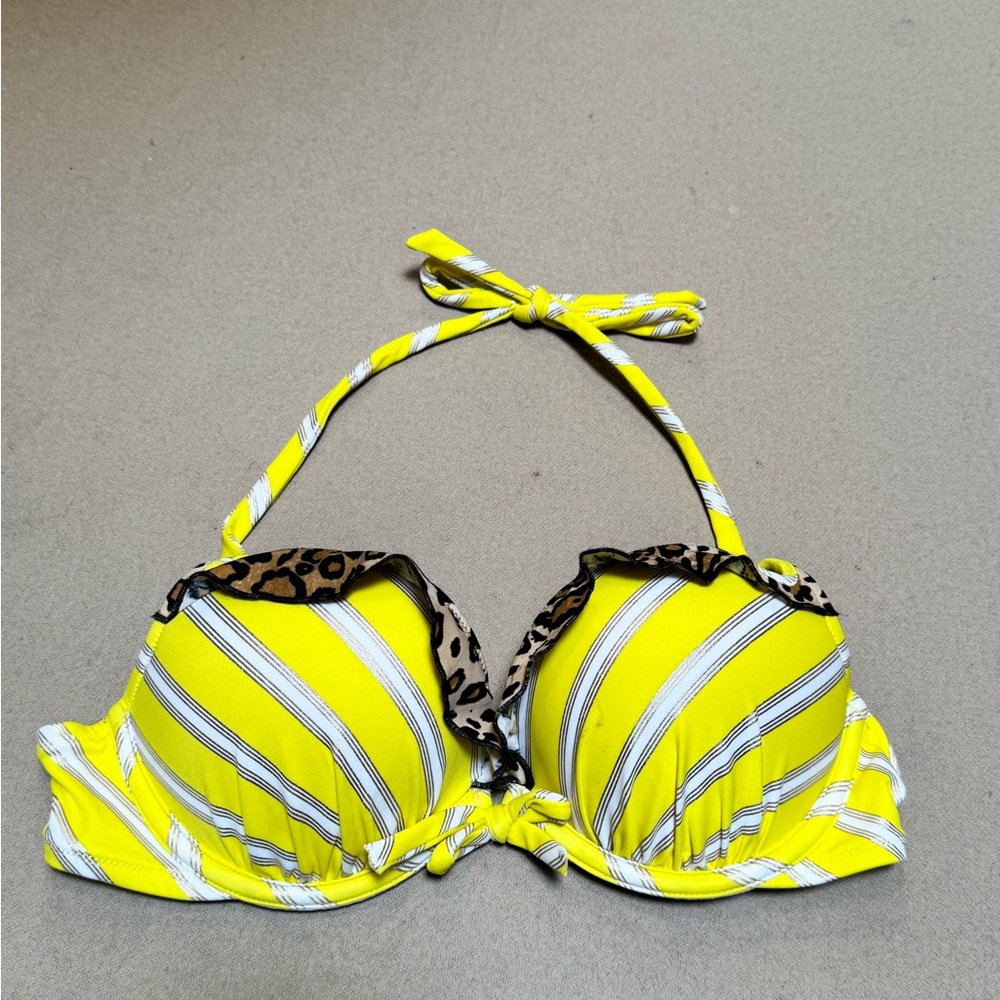 Victoria's Secret Yellow and Leopard Bikini Top